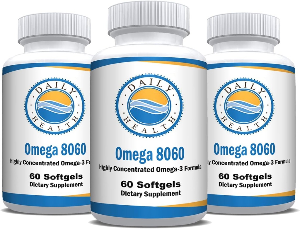 오메가 8060 2400mg 오메가 3 물고기 기름 합동 건강 보충교재 60 softgel - 3 달 공급 - 3pk