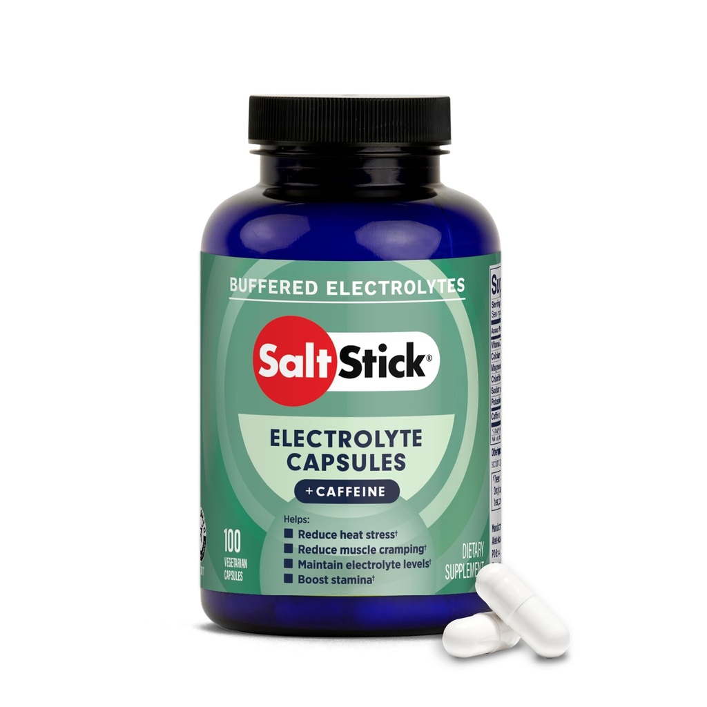 SaltStick Electrolytes with Caffeine - 소금 알약과 실행을위한 전해질, Hydration, 다리 주름 완화, 스포츠 복구, 하이킹 필수 - 소금, 마그네슘, 칼륨, 비타민 D3 - 100 조사