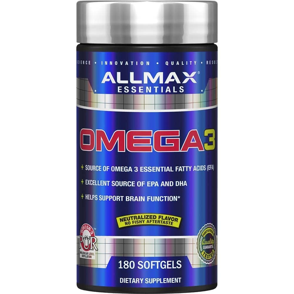 ALLMAX 영양 Omega 3 Ultra-Pure 냉수 물고기 기름 농축물, 180 조사
