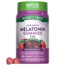 자연의 진실 Melatonin Gummies | 1mg | 60 개 | 체리 석류 맛 | Vegan, Non-GMO & 글루텐 무료 보충