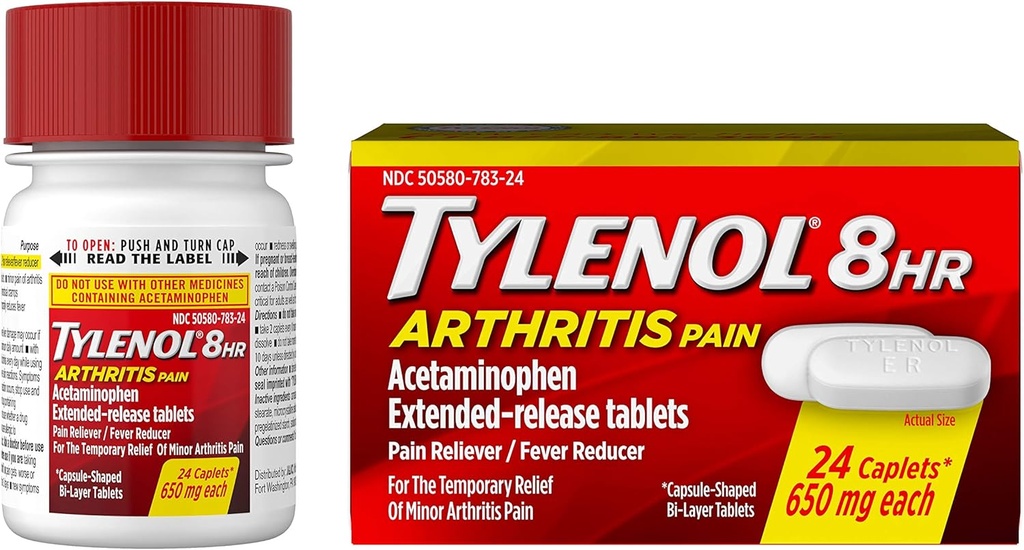 Tylenol 합동 고통을 위한 Acetaminophen를 가진 8 시간 관절염 고통 정제, 24 ct