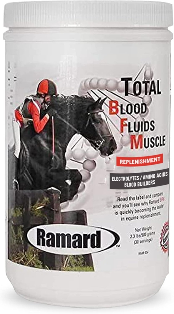 레이스 말을위한 Ramard 근육 빌더 및 혈액 보충 - Equine Electrolytes, 혈액 빌더, 근육 업, Probiotics - 고기능 분말 보충제 - 2.3 파운드 항아리 (크기 : 2.3 파운드)