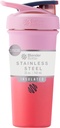 BlenderBottle Sport Sleek 절연 스테인레스 스틸 셰이커 병 와이어 위스키, 25-Ounce, Flamingo Ombre – 단백질 쉐이크 & Athletes & Fitness Enthusiasts, Easy Mixing, Slim Easy to Hold, Keeps Drinks Cold, Lockable Lid