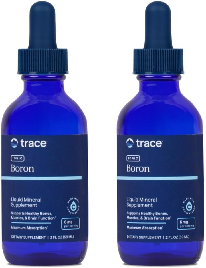 Trace Minerals Ionic Boron - 매일 건강 지원을위한 액체 Ionic Boron 보충 - 뼈, 근육 및 연결 조직 지원 - 건강한 Mindset - Vegan & Gluten-Free - 2 fl oz (96 서빙, 2 팩)