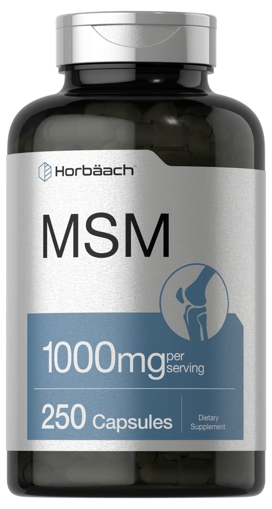 Horbäach MSM 보충교재 캡슐 | 1000mg | 250 조사 | Non-GMO와 글루텐 자유로운 공식 | 메틸sulfonylmethane