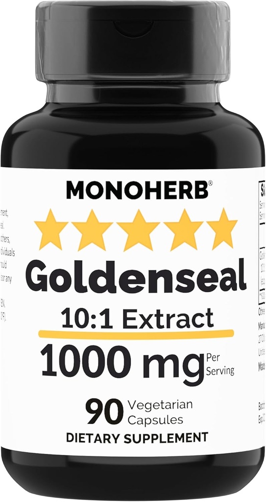 MONOHERB Goldenseal 추출물 1000 mg - 90 채식 캡슐