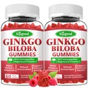2 팩 은행나무 Biloba Gummies와 Panax Ginseng과 마그네슘, Ginkgo Biloba는 초점, 기억, 그리고 성인 & 아이를 위한 두뇌 건강, Vegan 라즈베리 풍미 Gummies, 120 조사를 위해 보충합니다