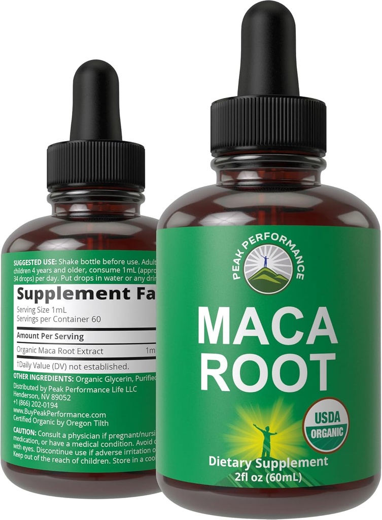 Maca 뿌리 액체 하락. 여성과 남자를 위한 USDA 유기 채식주의자 추출물 보충교재. 높은 Bioavailability 보충교재. 에너지, 내구시간 및 무드 지원을위한 Maca. Zero Sugar, 글루텐 무료, 캡슐 없음