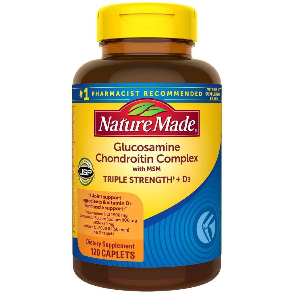 Nature Made Glucosamine Chondroitin Complex with MSM, 합동 지원, 120의 모자, 60 일 공급을 위한 규정식 보충교재