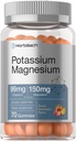 Horbäach Potassium 마그네슘 보충 구미 | 복숭아 딸기 맛 | 70 개 | Vegan, Non-GMO, 글루텐 프리 포뮬러