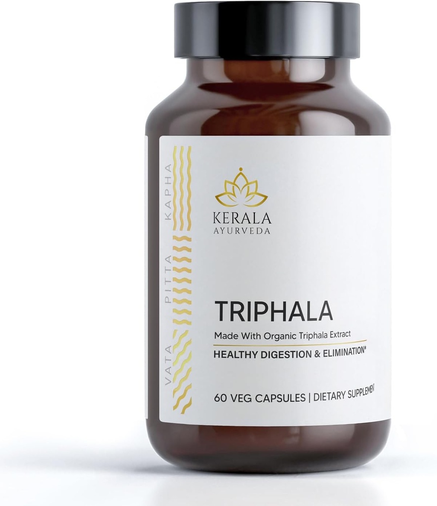 Kerala Ayurveda Triphala 캡슐 - 60 개 | 초본 소화 및 콜론 지원 | 항산화 리치 | 지원 총 바디 웰빙 | 면역 체계 지원 | 셀룰러 회춘 지원