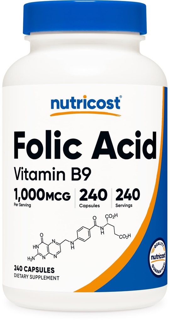 Nutricost Folic 산 (비타민 B9) 1000 mcg, 240의 캡슐