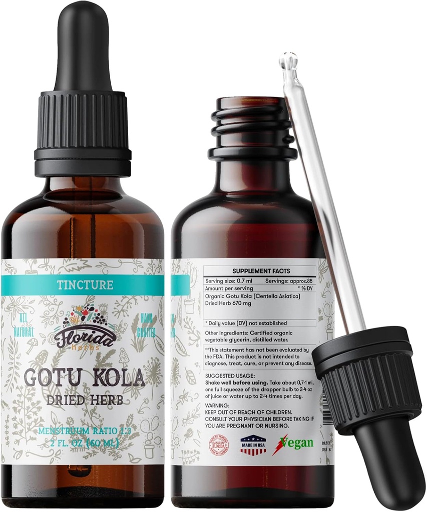 Gotu Kola Tincture, 유기 Gotu Kola 추출, Gotu Kola 드롭 (Centella Asiatica) 건조 허브