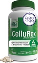 Health Thru Nutrition CoQ10 Plus PQQ 및 Red Spinach | Cellurex | 뇌 순환 에너지 및 Mitochondria 기능 지원용 셀룰러 | 인증된 Vegan | Non-GMO (60)