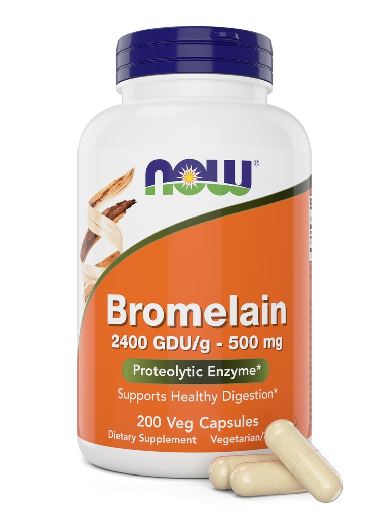 지금 Bromelain 500 mg, 200 Veg 캡슐 - 자연적인 파인애플, Proteolytic 효소 보충교재, 2400 GDU