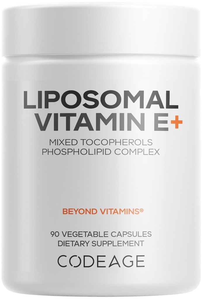 Codeage Liposomal 비타민 E 보충교재 - 모든 비타민 E Tocopherols - 3 달 공급 - 알파 Tocopherols, beta, 감마 및 델타 - Liposomal 혼합 Tocopherols - 비 GMO Phospho - 90의 캡슐