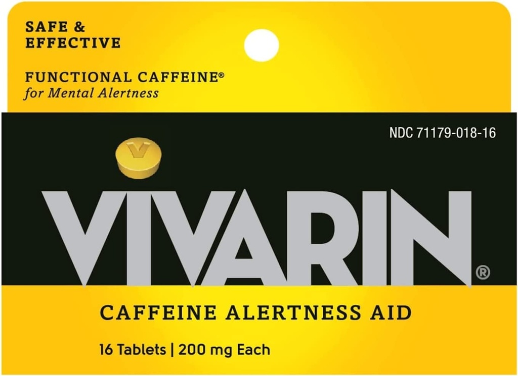 Vivarin, 카페인 알약, 각 정제에 있는 200mg 카페인, 안전하고 그리고 효과적으로 당신이 Awake, Alertness 원조, 에너지 보충교재, 16의 정제 - 5 팩을 체재하는 것을 돕습니다