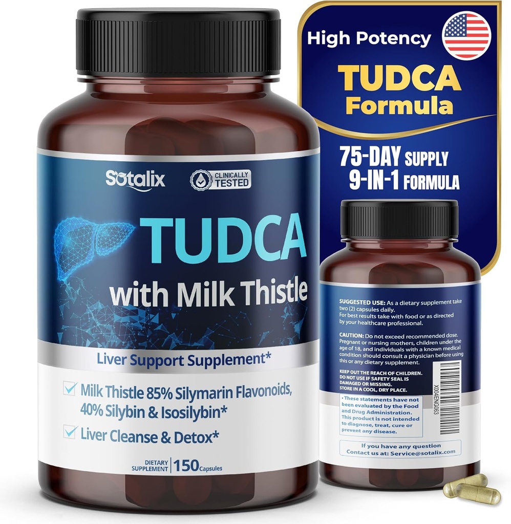 우유 이틀과 TUDCA 보충 – 85% Silymarin Flavonoids – 지원 Liver Wellness & Digestive 건강 – 미국에서 만든