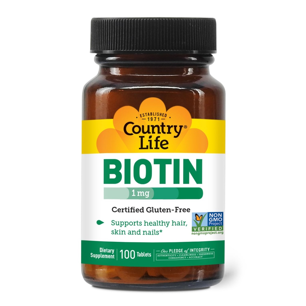 국가 생활 Biotin 1mg는 건강한 머리, 피부 & 못, 100개의 정제, 증명한 글루텐, 증명된 채식주의자, 증명한 할랄, 비 GMO Verified를 지원합니다