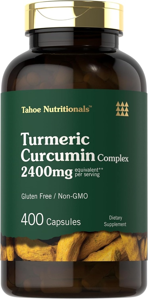 타호 영양 심황 쿠르쿠민 보충 | 2400mg | 400 캡슐 | 추출 단지 | 비 GMO, 글루텐 무료