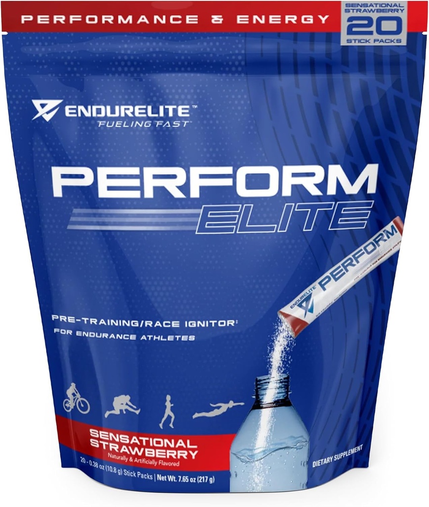 EndurElite 수행 엘리트- 사전 운동 분말 보충- Endurance Athletes에 대 한 사전 운동- 20 서빙 가방- Sensational Strawberry