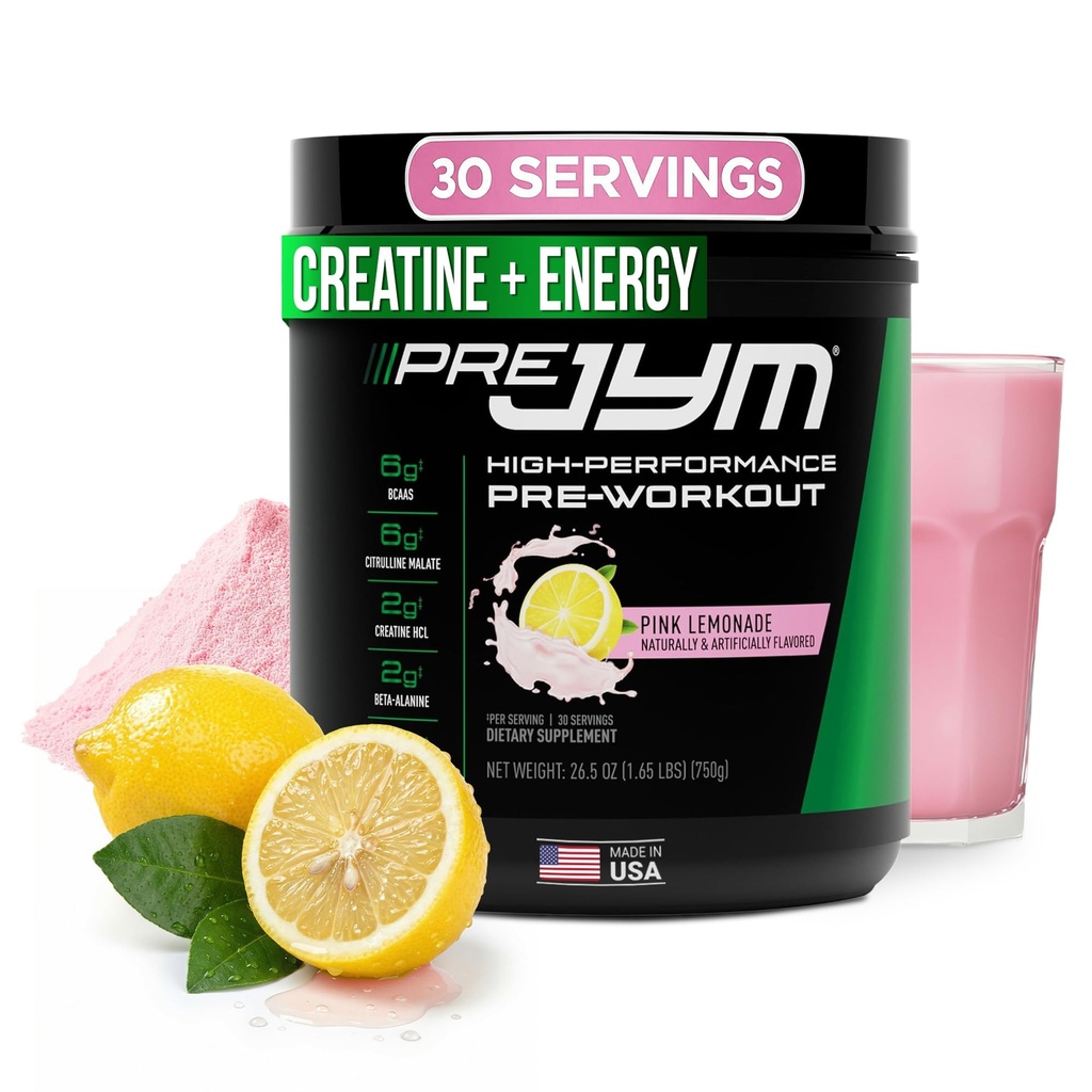 JYM 보충교재 과학 전 JYM 분홍색 Lemonade 전 운동 분말 남자 & 여자, BCAAs, Nootropics, Creatine HCI, Citrulline, beta 알라닌, Betaine, Taurine, Huperzine, 30의 서빙