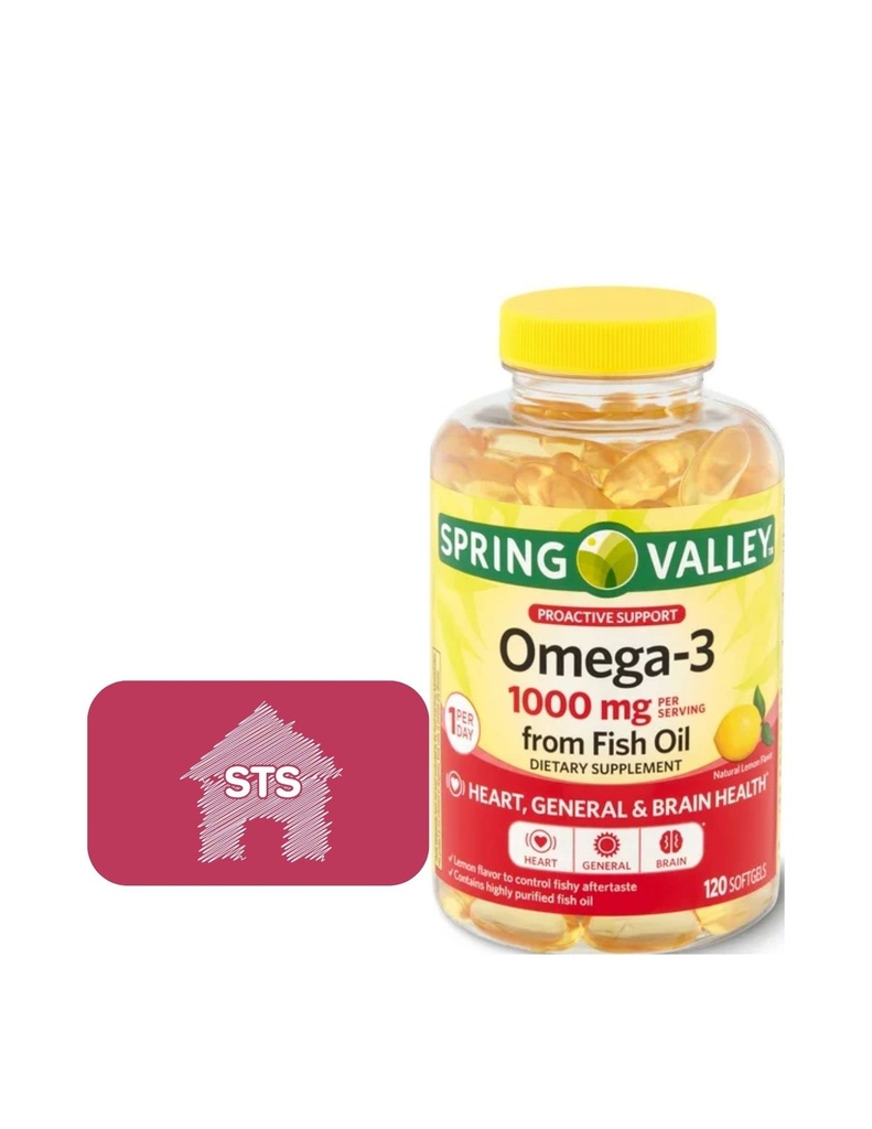 물고기 기름, 1000 mg, 120 조사 + STS 스티커에서 봄 밸리 Omega-3.