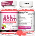 Beet 뿌리 Gummies - 순환 지원, Nitric 산화물 생산을위한 질화물 - 포도 씨앗, Hawthorn Berry, Hibiscus, Organic, Non-GMO, 60 Gummies