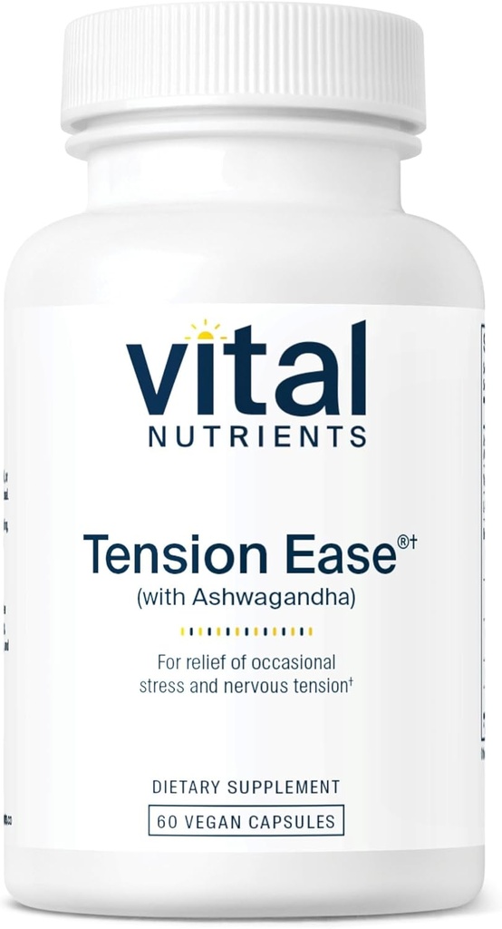 비탈 Nutrients Tension Ease with Ashwagandha | Occasional Stress and Nervous Tension의 구호를 위한 스트레스 완화 보충 | 글루텐, 다이어리, Soy Free | Non-GMO | 60 캡슐