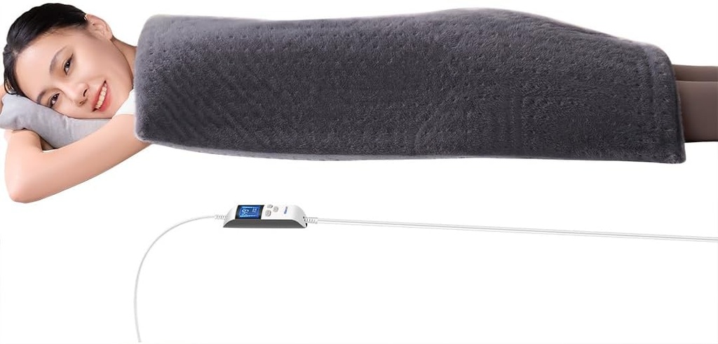 Boncare® 17" x33” 자동 차단 없이 허리 통증 기복 & 기간 크림을 위한 여분 큰 난방 패드 & 5 자동 차단 타이머, 6 열 수준 9 Hr 자동 떨어져와 12.6ft 코드 침대 발 온열기 (회색)