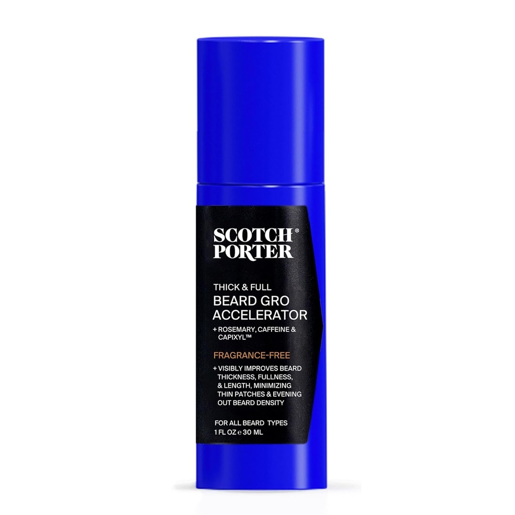 Scotch Porter Thick & Full Beard Gro Accelerator with Capixyl, Caffeine & Rosemary - 더 두꺼운, Fuller Beard - 1온스에 대한 자극 및 강도 포용