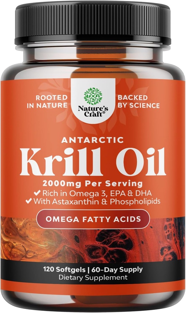 서빙 당 남극 Krill 기름 2000mg Softgels - EPA DHA & Astaxanthin를 가진 Omega 3 Krill 기름 보충교재 - 제 3 자 실험실은 글루텐 GMOs 또는 Fishy Aftertaste를 시험했습니다 - 2 달