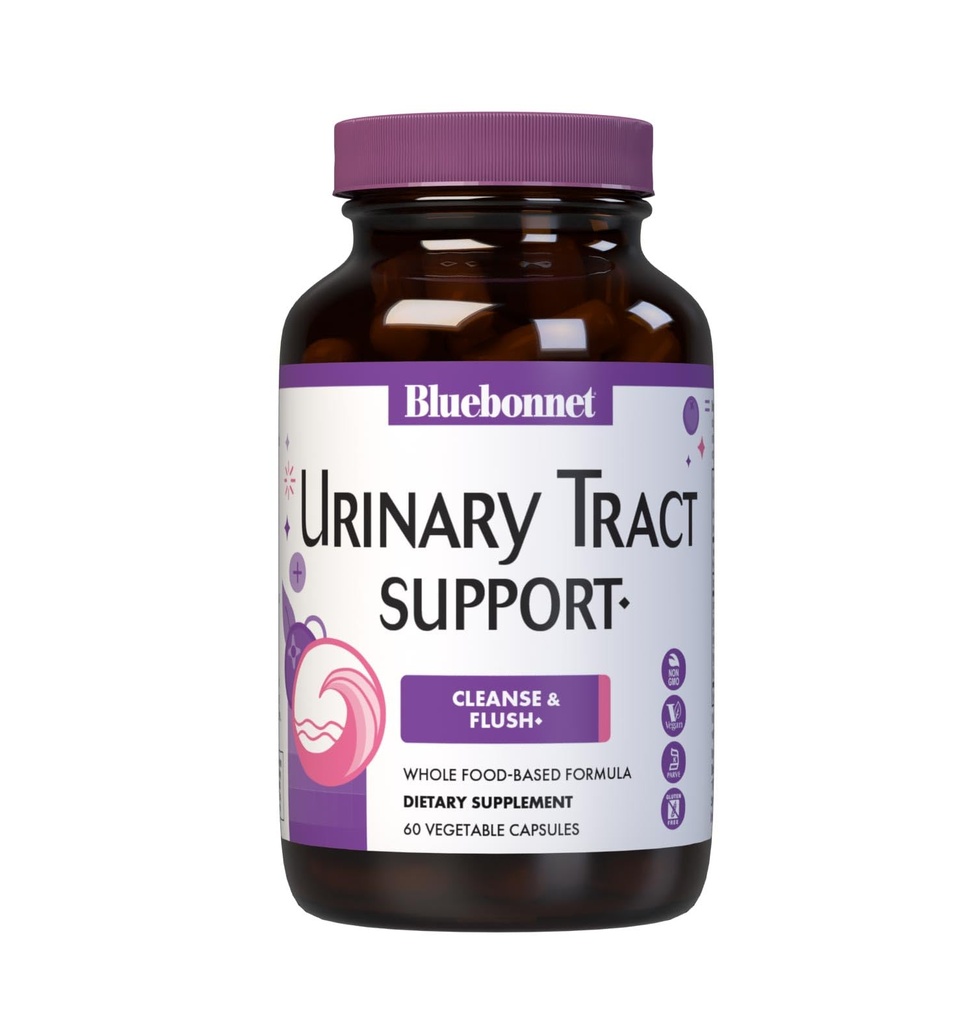 Bluebonnet Nutrition Urinary Tract Support, Cleanse & Flush*, Soy-Free, Gluten-Free, Kosher-Certified, Non-GMO, Dairy-Free, Vegan, 60 식물성 캡슐, 30 서빙