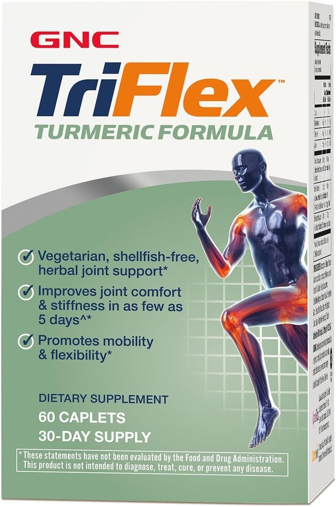 GNC TriFlex Turmeric 공식은, 합동 안락 및 뻣뻣함을 개량하고, Mobility와 융통성, 60의 모자를 씌웁니다