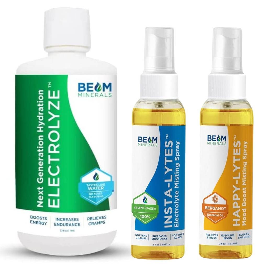 Beam Mineral Electrolyte Imbalance Solution Electrolyze 및 Insta-Lytes Natural Liquid Electrolytes 2oz 및 Happy-Lytes Fulvic Electrolyte Misting Spray 2oz