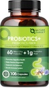 Probiotics for Women Digestive Health with Prebiotic Fiber - 일반 및 Gut Cleanse 60 억 Probiotics와 섬유 보충 - Occasional Constipation 지원 - 106 Veggie 캡슐