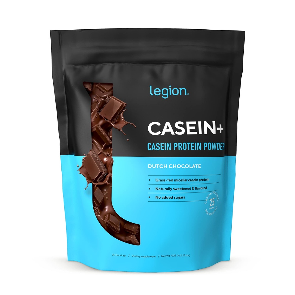 LEGION Casein Protein Powder (네덜란드 초콜릿) - 감속성 Micellar Casein Protein Powder - Non-GMO, Gluten-Free & Naturally Sweetened Powder from Grass-Fed Cows (25 서빙)