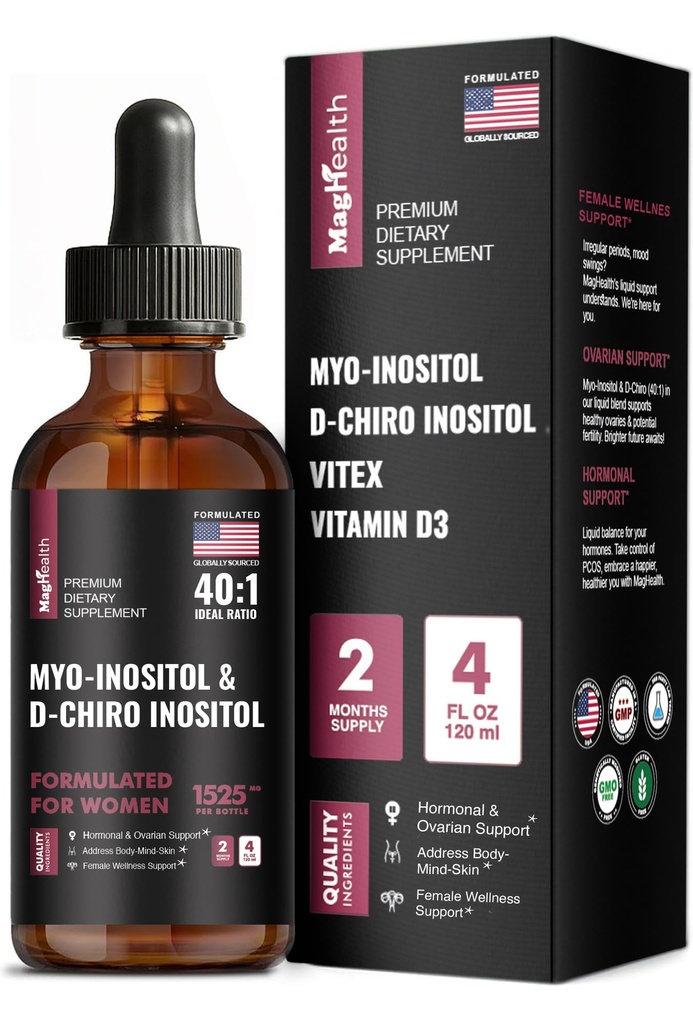 Myo-Inositol & D-Chiro Inositol - 40 : 1 비율 - 60 일 공급 - Women's Health Support and Daily Wellness Support to Promote 전체 균형 - 프리미엄 Inositol 보충