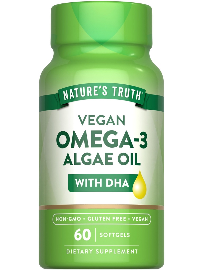 Nature's Truth Vegan Omega 3 Softgels | 60 개 | DHA가있는 조류 오일 포뮬러 | Non-GMO 및 글루텐 무료 보충