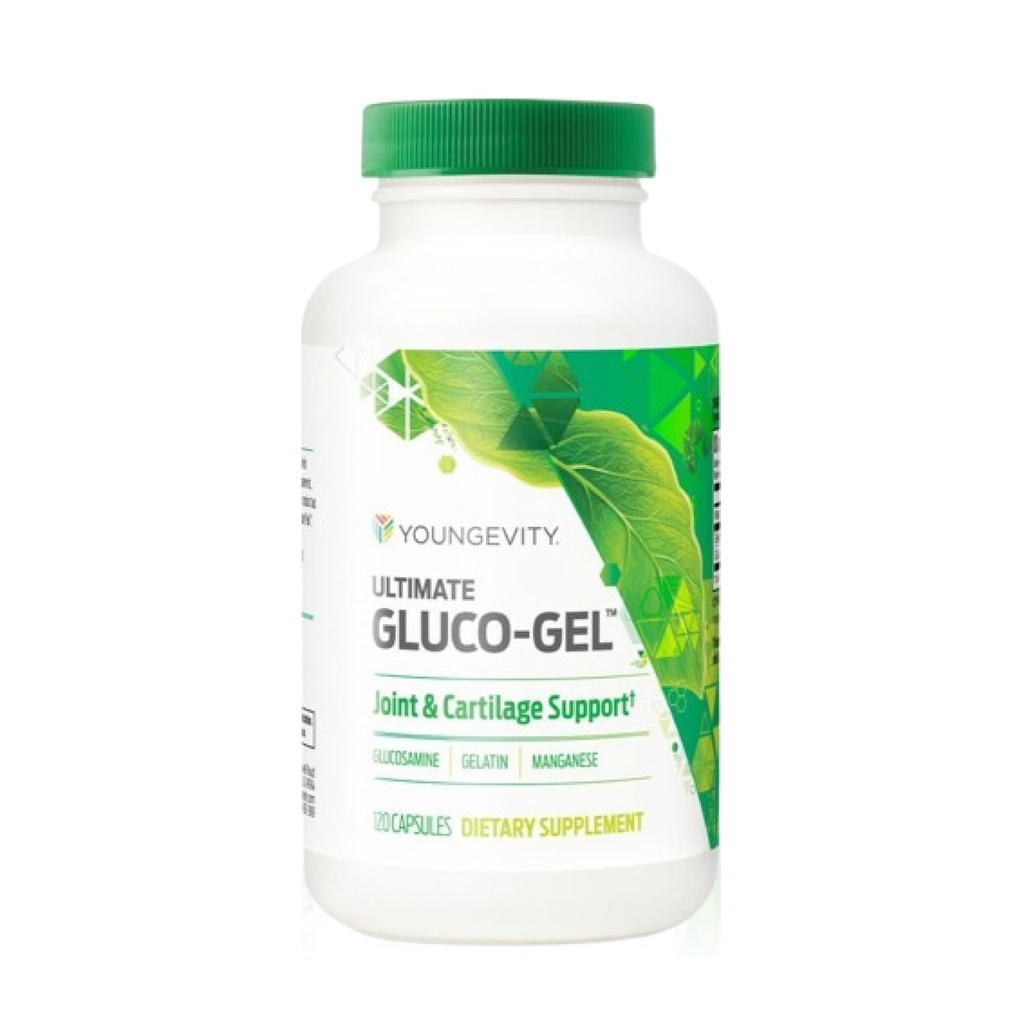 Youngevity Ultimate Gluco-GelTM - Glucosamine Sulfate 및 Gelatin - 120 캡슐과 관절 연비 지원
