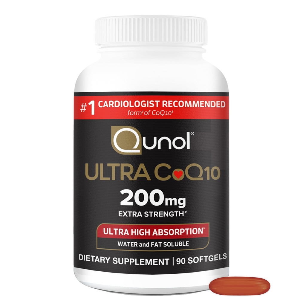 Qunol CoQ10 200mg Softgels, Ultra CoQ10 - 매우 높은 흡수 Coenzyme Q10 보충 교재 - 관과 심장 건강 & 에너지 생산을 위한 산화 보충교재, 90 조사