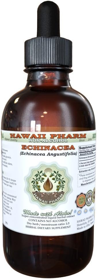 Echinacea 알콜 자유로운 액체 추출물, Echinacea (Echinacea Angustifolia)에 의하여 말린 뿌리 글리세라이드 하와이 Pharm 자연적인 초본 보충교재 4개 oz