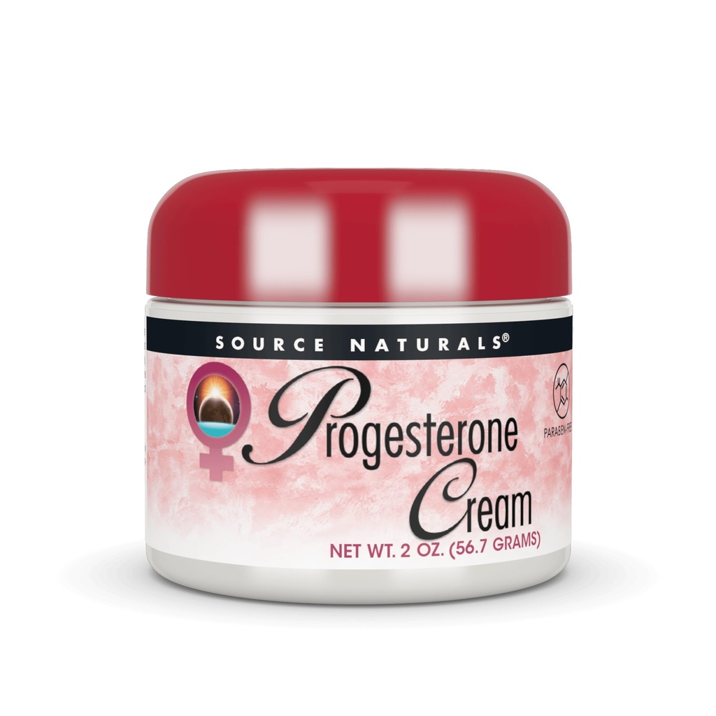 Source Naturals Progesterone Cream - 여성 건강 지원 - 높은 순수성, Paraben 무료 - 2 Ounce Jar