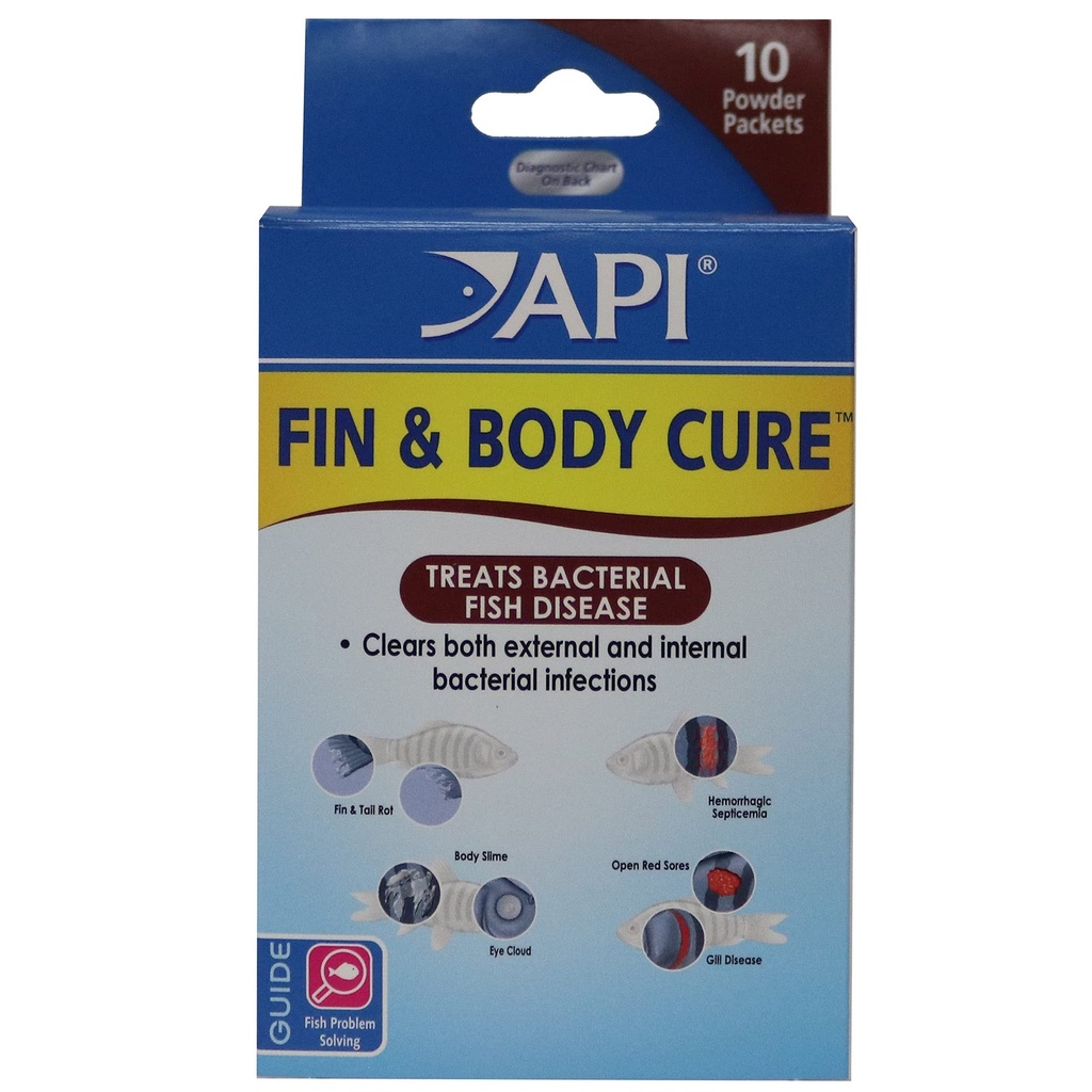 API FIN & BODY CURE 민물 물고기 분말 약물 10-Count 상자