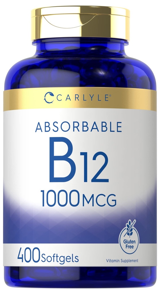 Carlyle Vitamin B12 1000 mcg 흡수 가능 | 400 Softgels | 비 GMO 및 글루텐 무료 보충