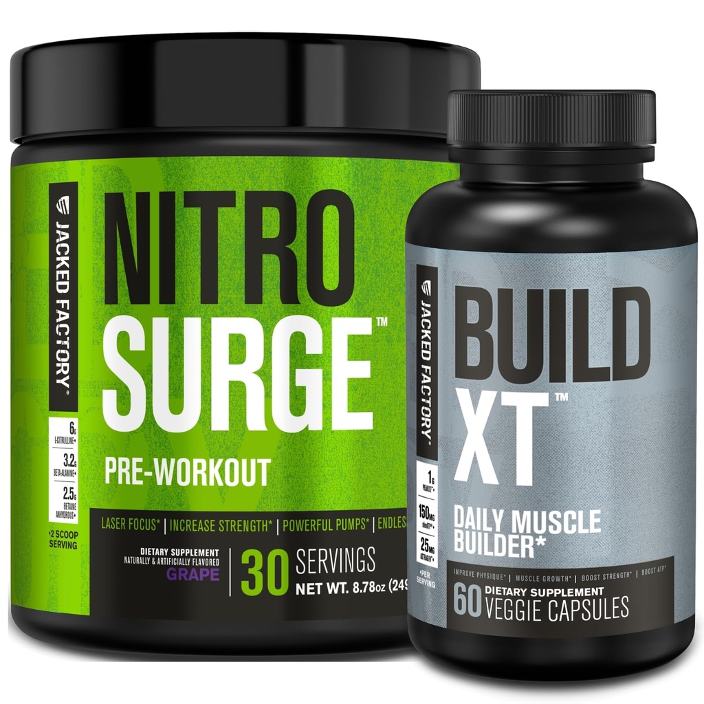 Jacked Factory Nitrosurge는 포도에서 전 운동 & 남자 & 여자를 위한 XT 근육 건물 뭉치를 건설합니다