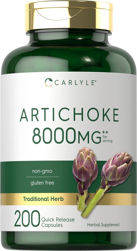 Carlyle Artichoke 추출 캡슐 8000mg | 200 개 | Non-GMO, 글루텐 무료 보충