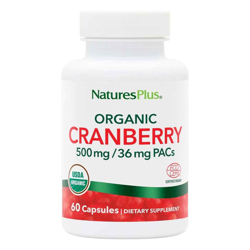 NaturesPlus 유기 크랜베리 500 mg - 60 캡슐 - 건강한 Urinary Tract를 촉진하는 데 도움이 - USDA 인증 유기, Vegan, 글루텐 무료, 비 GMO - 30 서빙