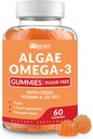 설탕 자유로운 오메가 3 Gummies, 성인을 위한 조류 오메가 3 보충교재, Omega 3 DHA 240mg, EPA 110mg w/Vitamin B12, 이산화탄소